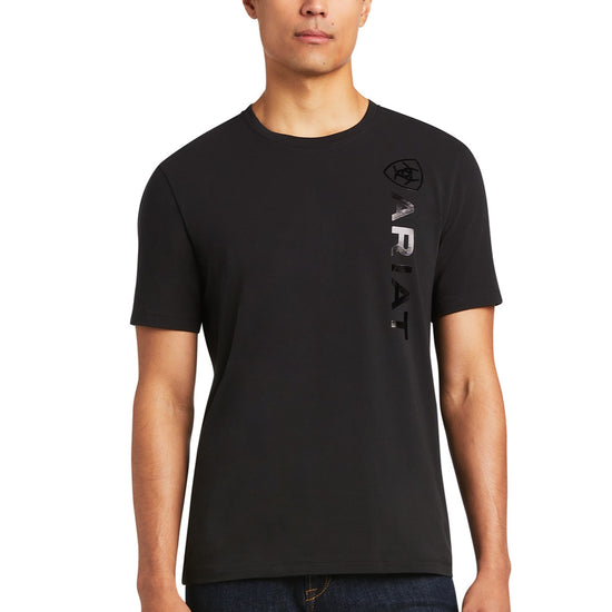 Ariat® Men's Vertical Logo Black Short Sleeve T-Shirt 10039192