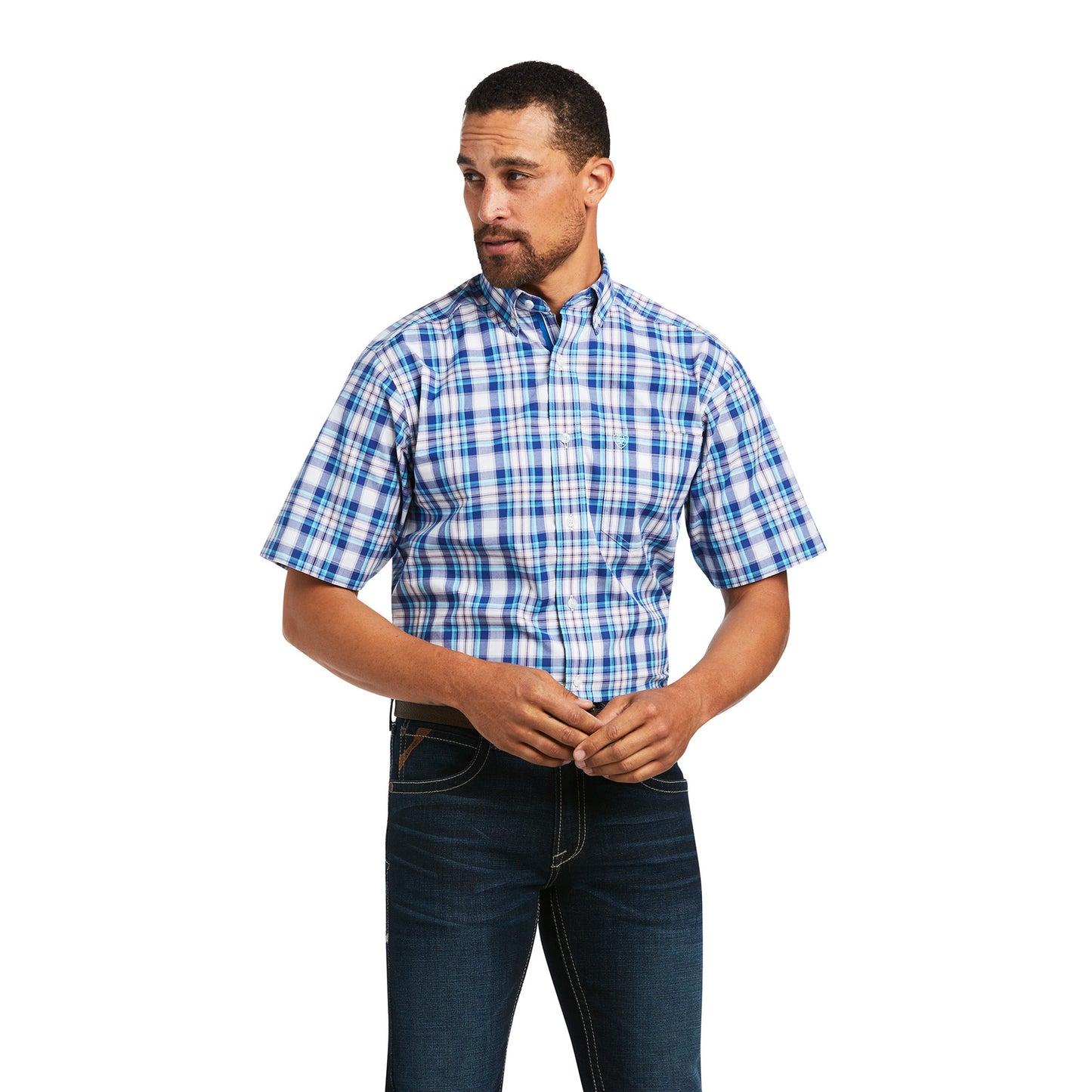 Ariat® Men's Pro Gregorio Fitted White Short Sleeve Shirt 10039234
