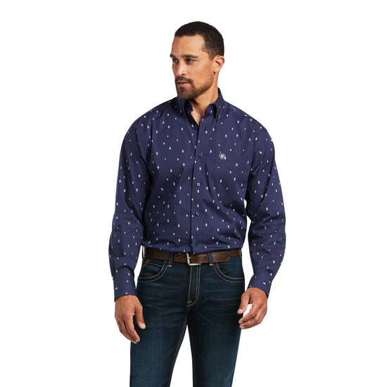 Ariat® Men's Long Sleeve Navy Cactus Print Button T-Shirt 10039261