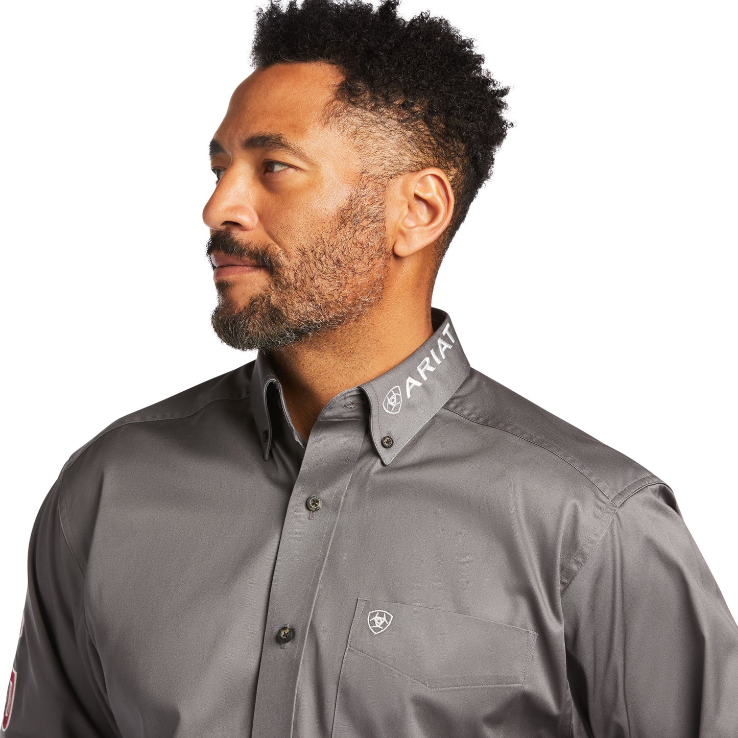 Ariat® Men's Team Logo Twill Classic Fit Grey Button Up Shirt 10039369