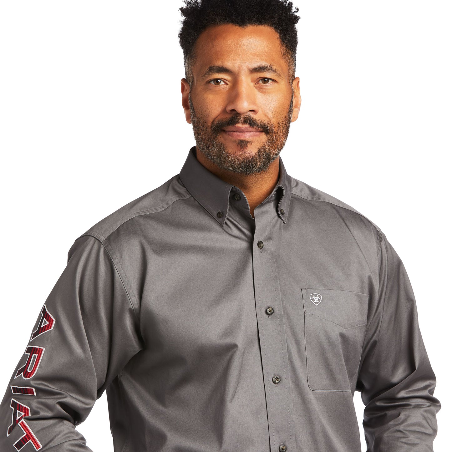 Ariat® Men's Team Logo Twill Classic Fit Grey Button Up Shirt 10039369