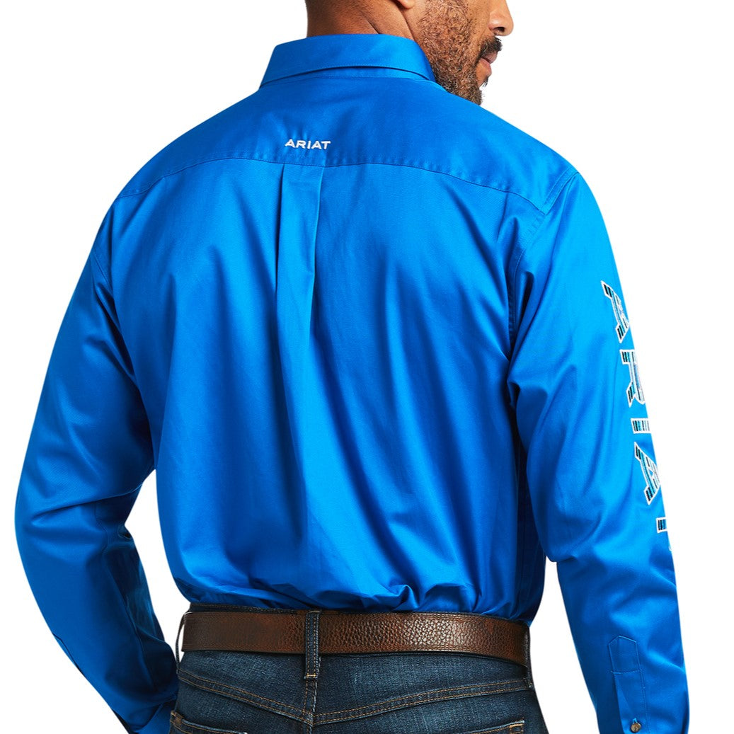 Ariat® Men's Team Logo Twill Dierectoire Blue Button Up Shirt 10039370