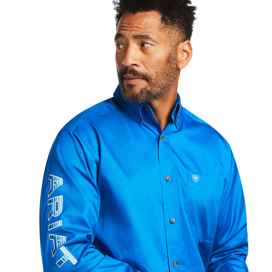 Ariat® Men's Team Logo Twill Dierectoire Blue Button Up Shirt 10039370