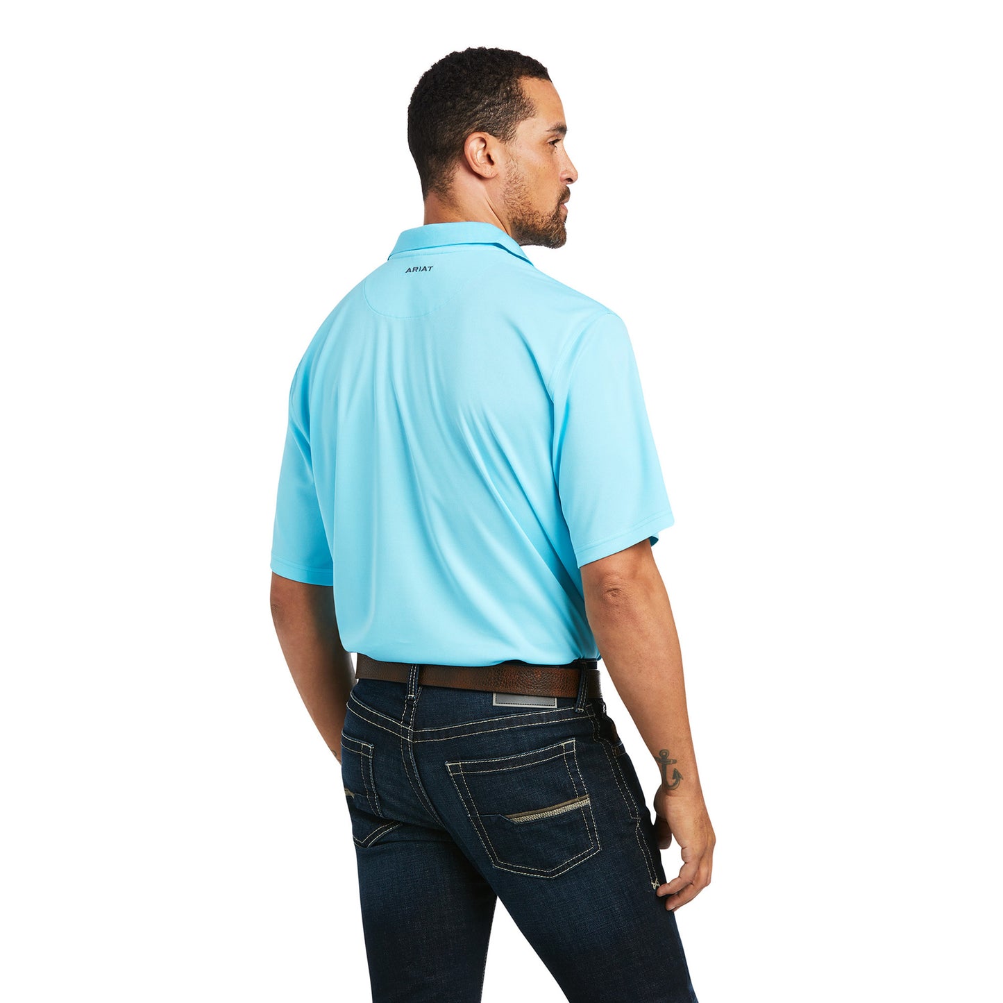 Ariat Men's Tek Polo Turquoise Short Sleeve Shirt 10039381