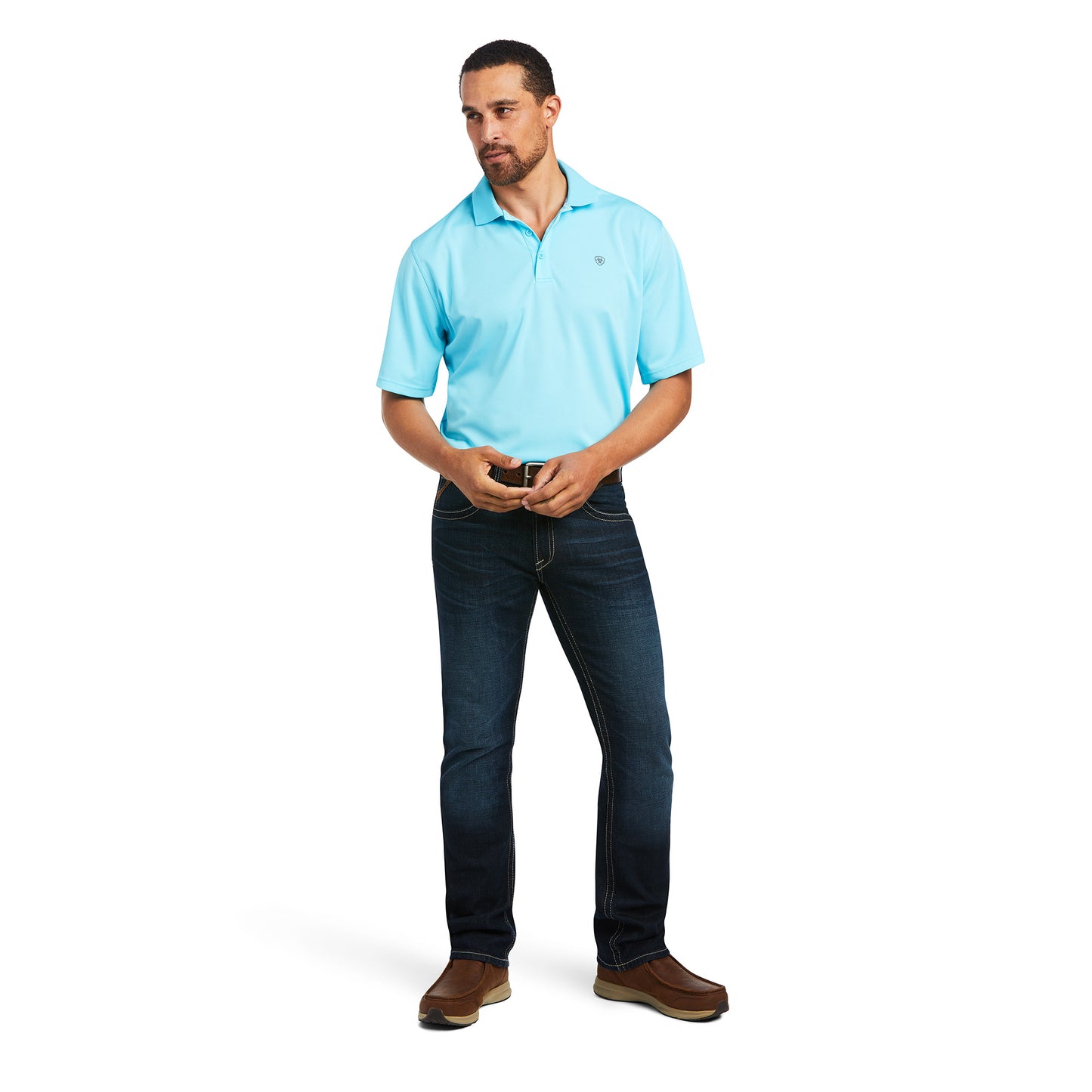 Ariat Men's Tek Polo Turquoise Short Sleeve Shirt 10039381