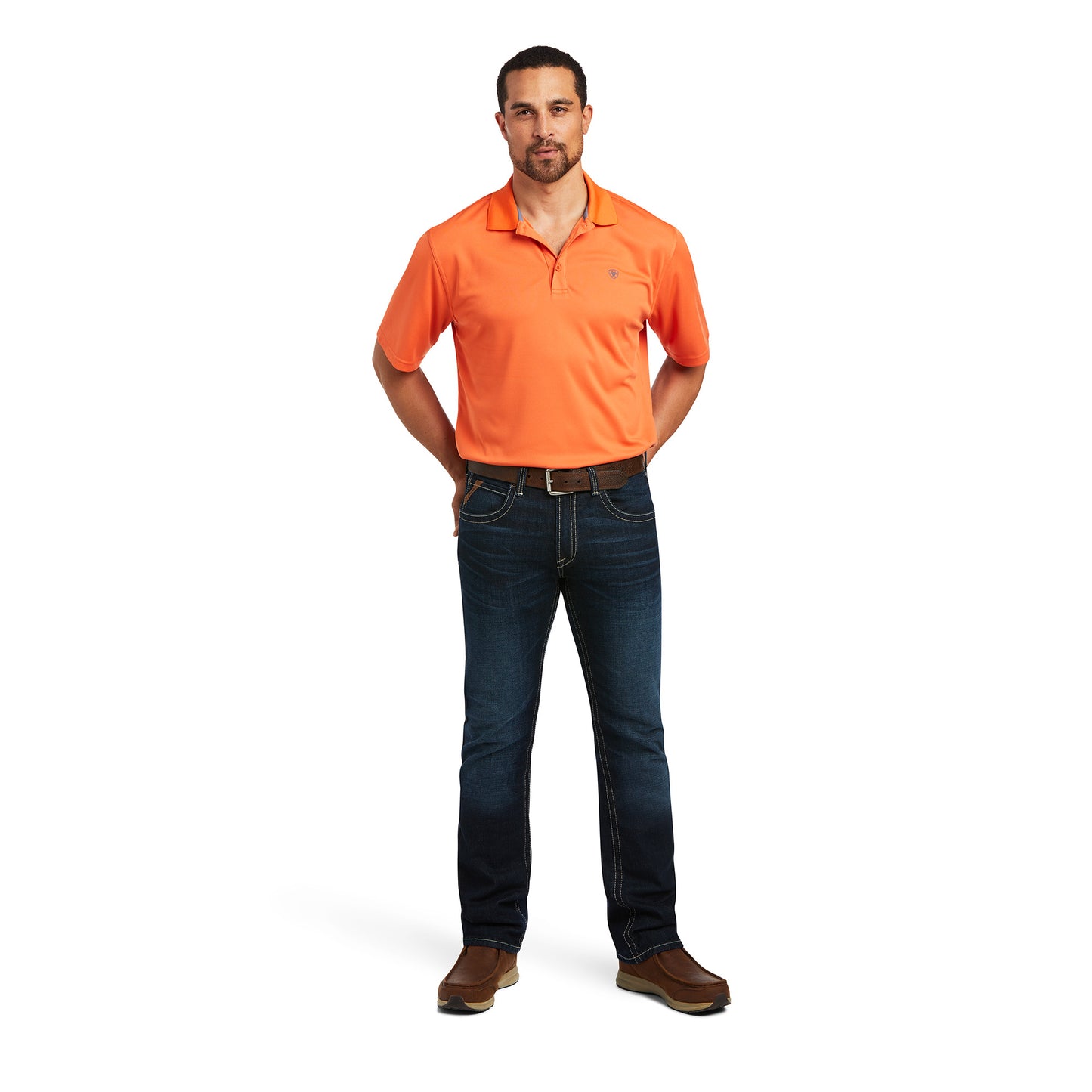 Ariat Men's Tek Polo Koi Orange Short Sleeve Shirt 10039382
