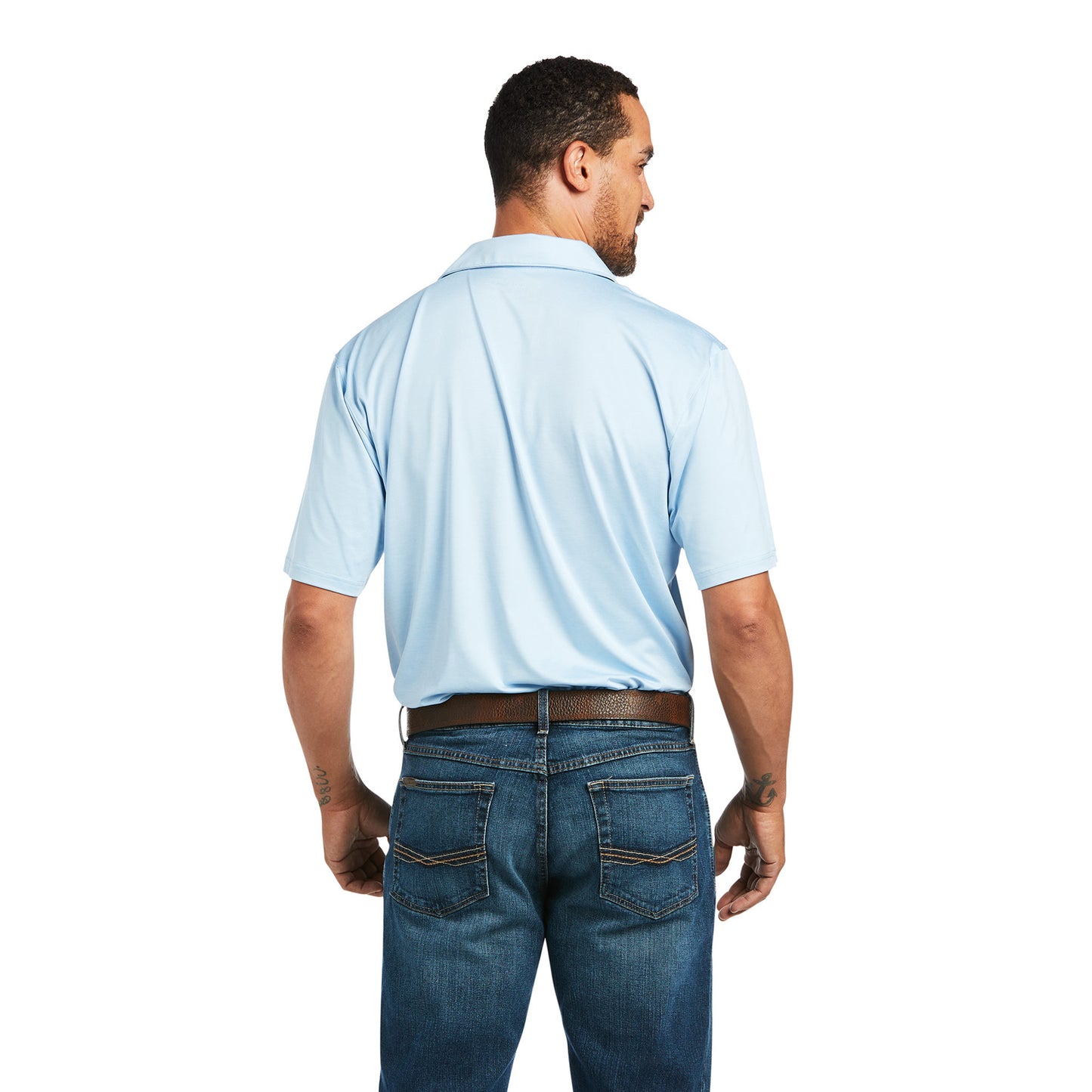 Ariat® Men's Charger 2.0 Short Sleeve Powder Blue Polo Shirt 10039413