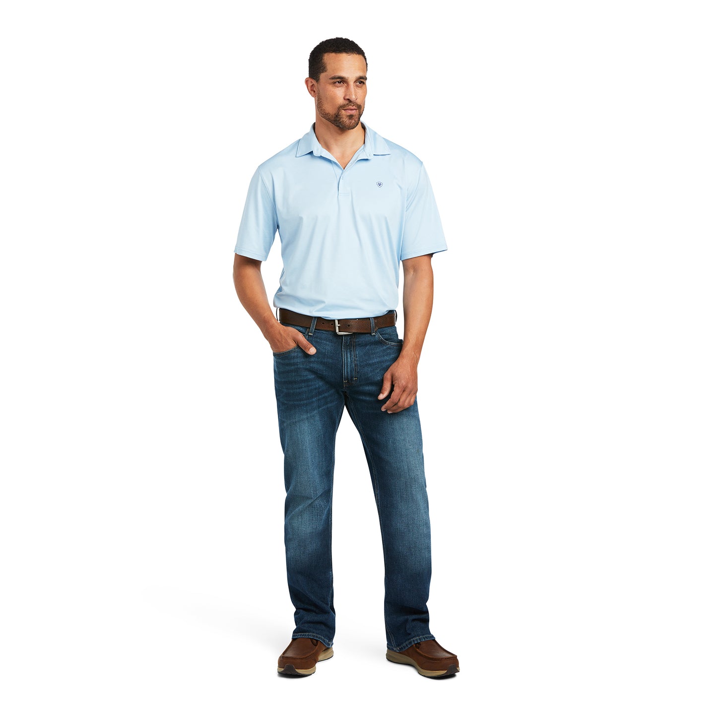 Ariat® Men's Charger 2.0 Short Sleeve Powder Blue Polo Shirt 10039413