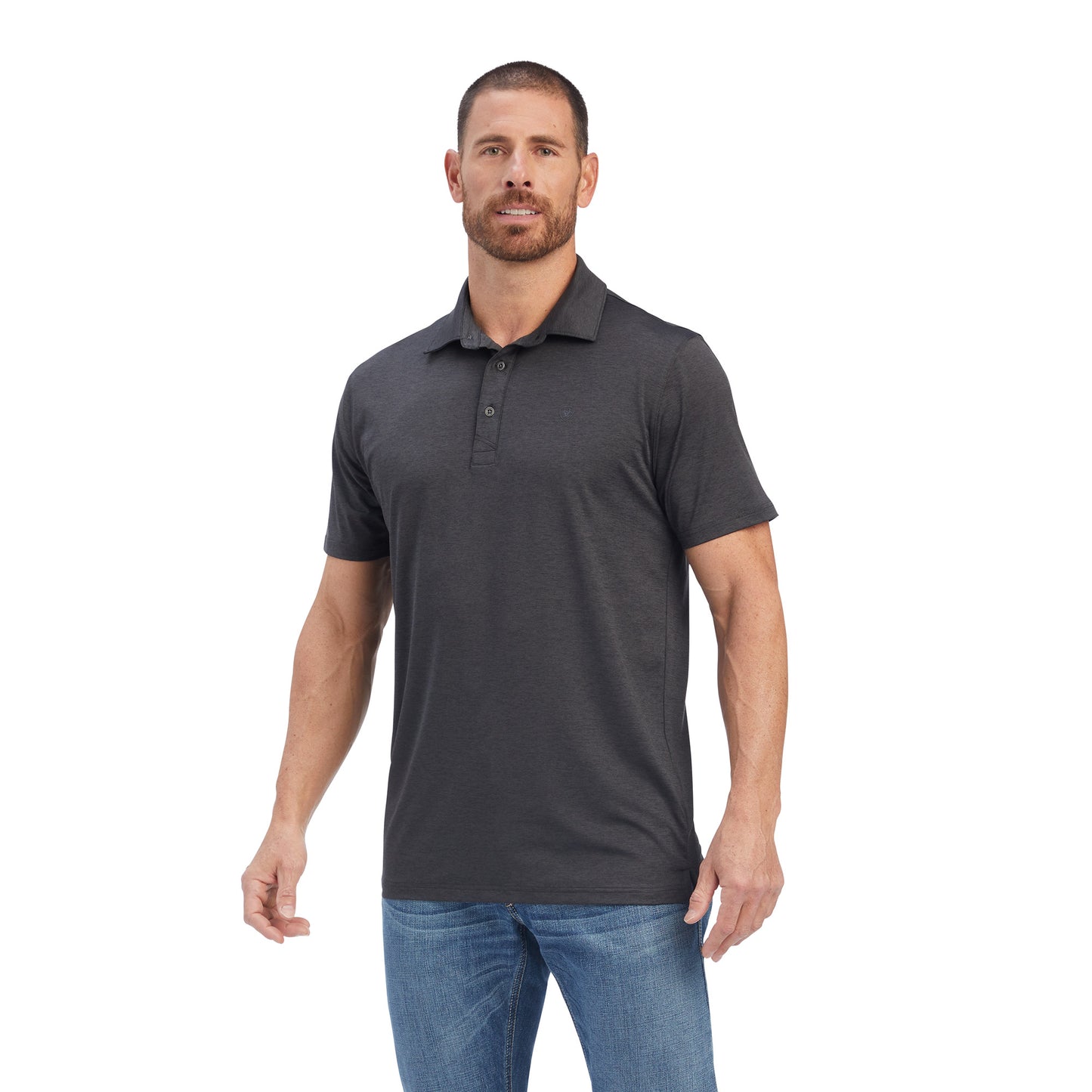 Ariat Men's Charger 2.0 Charcoal Fitted Polo Shirt 10039548