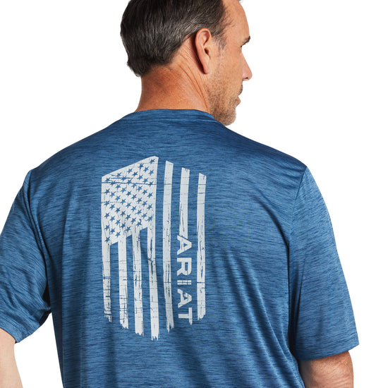 Ariat® Men's Charger Vertical Flag Skyfall Blue T-Shirt 10039551