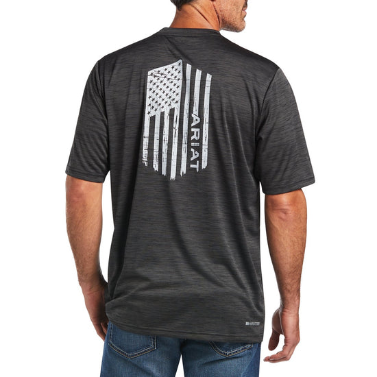 Ariat® Men's Charger Vertical Flag Charcoal Short Sleeve Tee 10039553