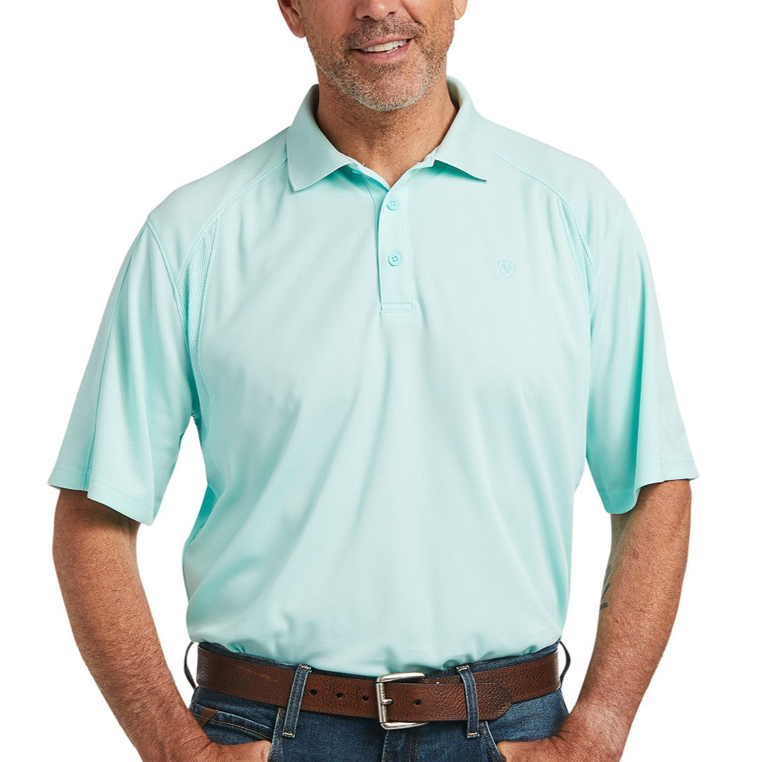 Ariat Men's AC Polo Aruba Blue Short Sleeve Shirt 10039588