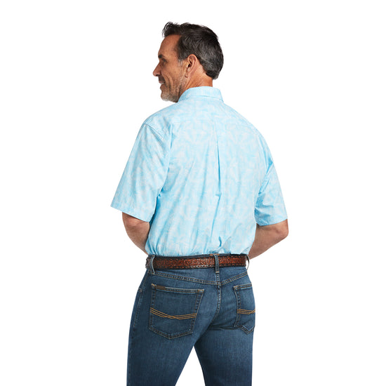 Ariat® Men's Short Sleeve Blue Button Down T-Shirt 10039734