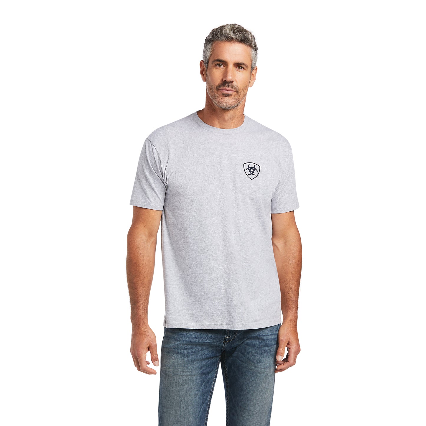 Ariat® Men's Short Sleeve Heather Grey Flag Circle T-Shirt 10039929