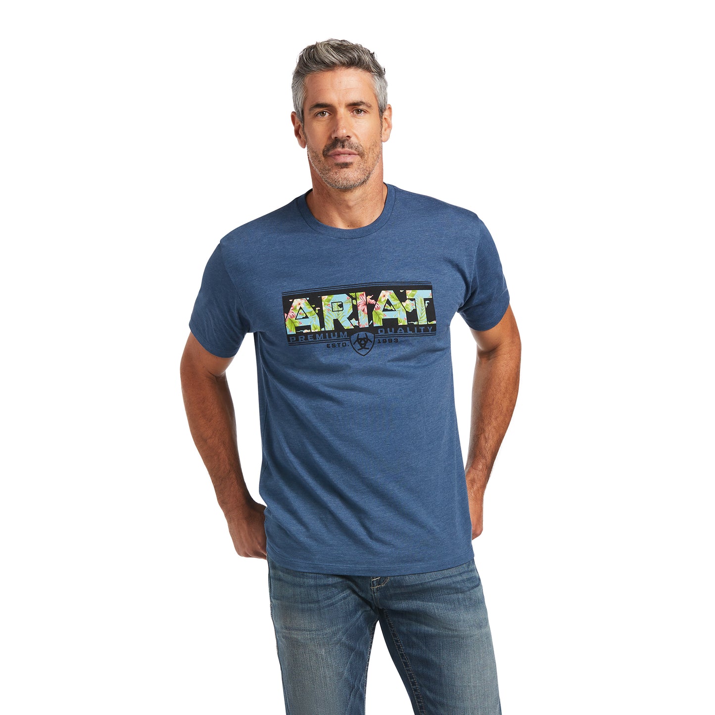 Ariat® Men's Short Sleeve Hibiscus Blue T-Shirt 10039934