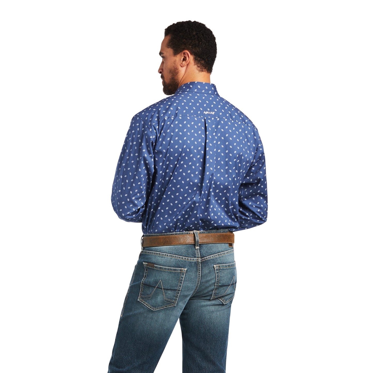 Ariat Men's Brycen Stretch Classic Long Sleeve Carbon Blue Shirt 10040675