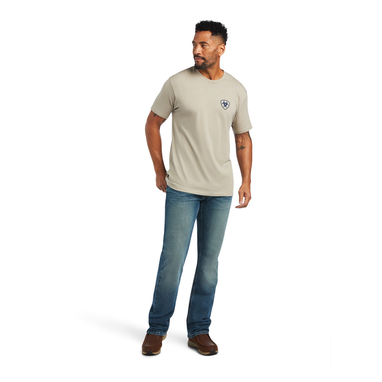 Ariat® Men's Woodgrain Flag Graphic Khaki Heather T-Shirt 10040864