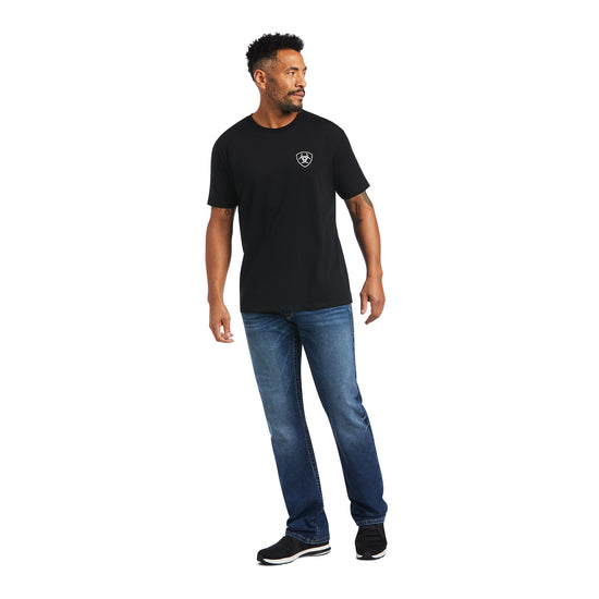 Ariat® Men's Woodgrain Flag Graphic Black T-Shirt 10040865