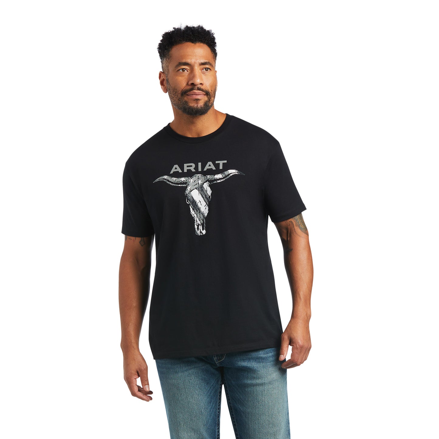 Ariat® Men's Steer Skull USA Black Short Sleeve T-Shirt 10040867