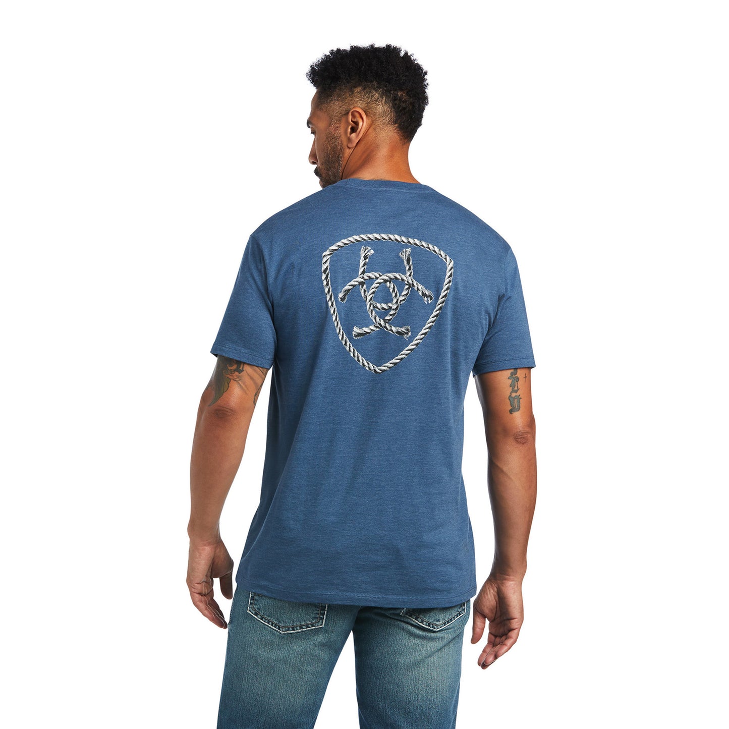 Ariat® Men's Sailor Blue Heather Rope Shield Graphic T-Shirt 10040869