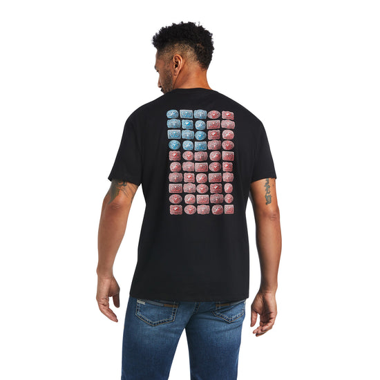 Ariat® Men's Black Buckle Flag Graphic Short Sleeve T-Shirt 10040872