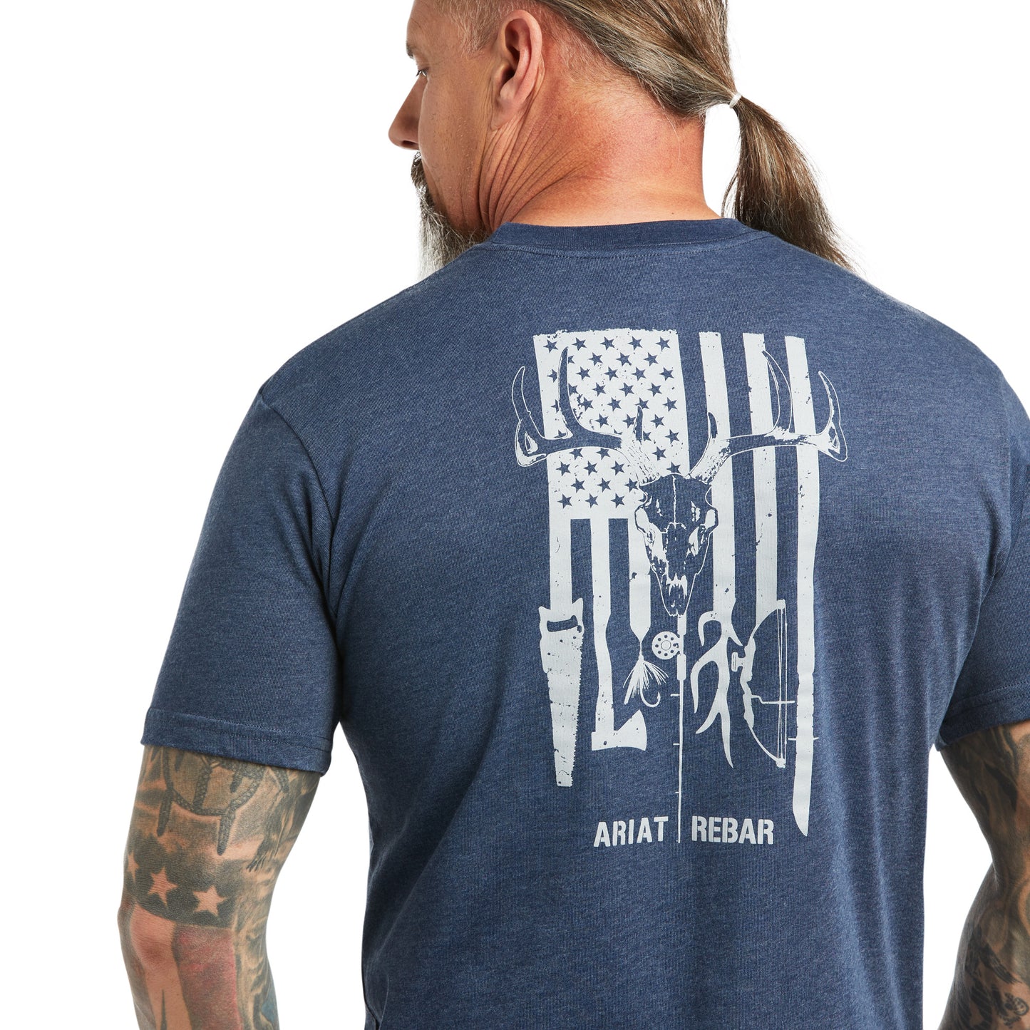 Ariat Men's Rebar Cotton Strong American Outdoors Navy Heather Shirt 10039146