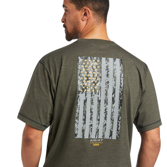Ariat Men's Rebar Workman Reflective Flag Sage Heather T-shirt 10039175