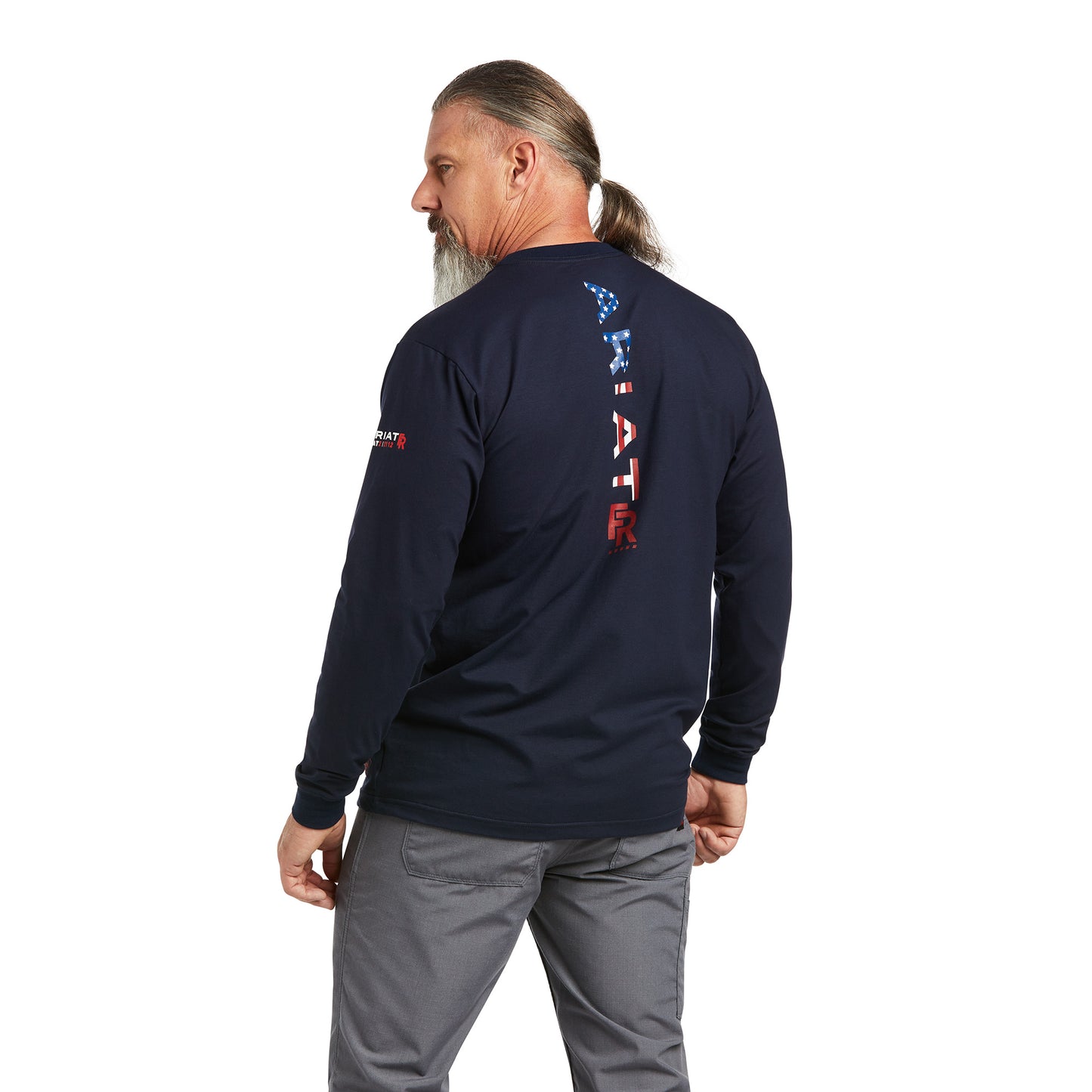 Ariat® Men's FR Stretch Logo Navy USA T-Shirt 10039294