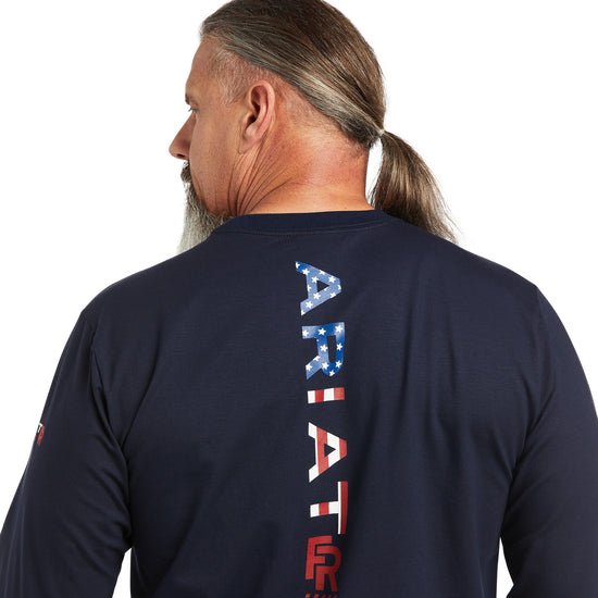Ariat® Men's FR Stretch Logo Navy USA T-Shirt 10039294