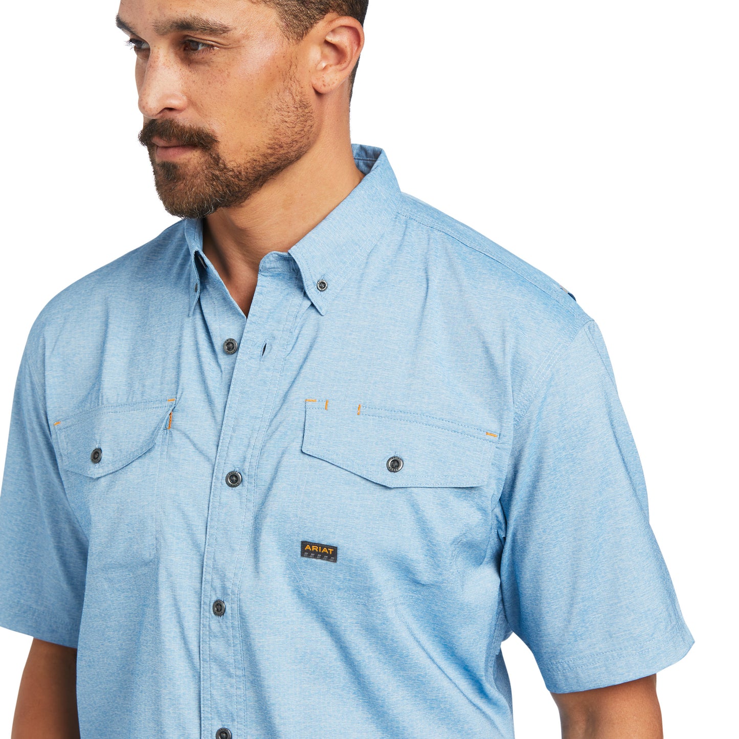 Ariat® Men's Rebar Made Tough Blue DuraStretch Work Shirt 10039325
