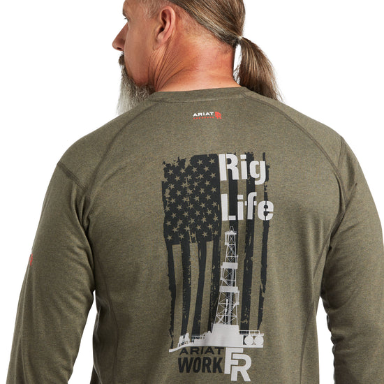 Ariat® Men's FR Air Rig Life Green Graphic Long Sleeve Tee 10039430