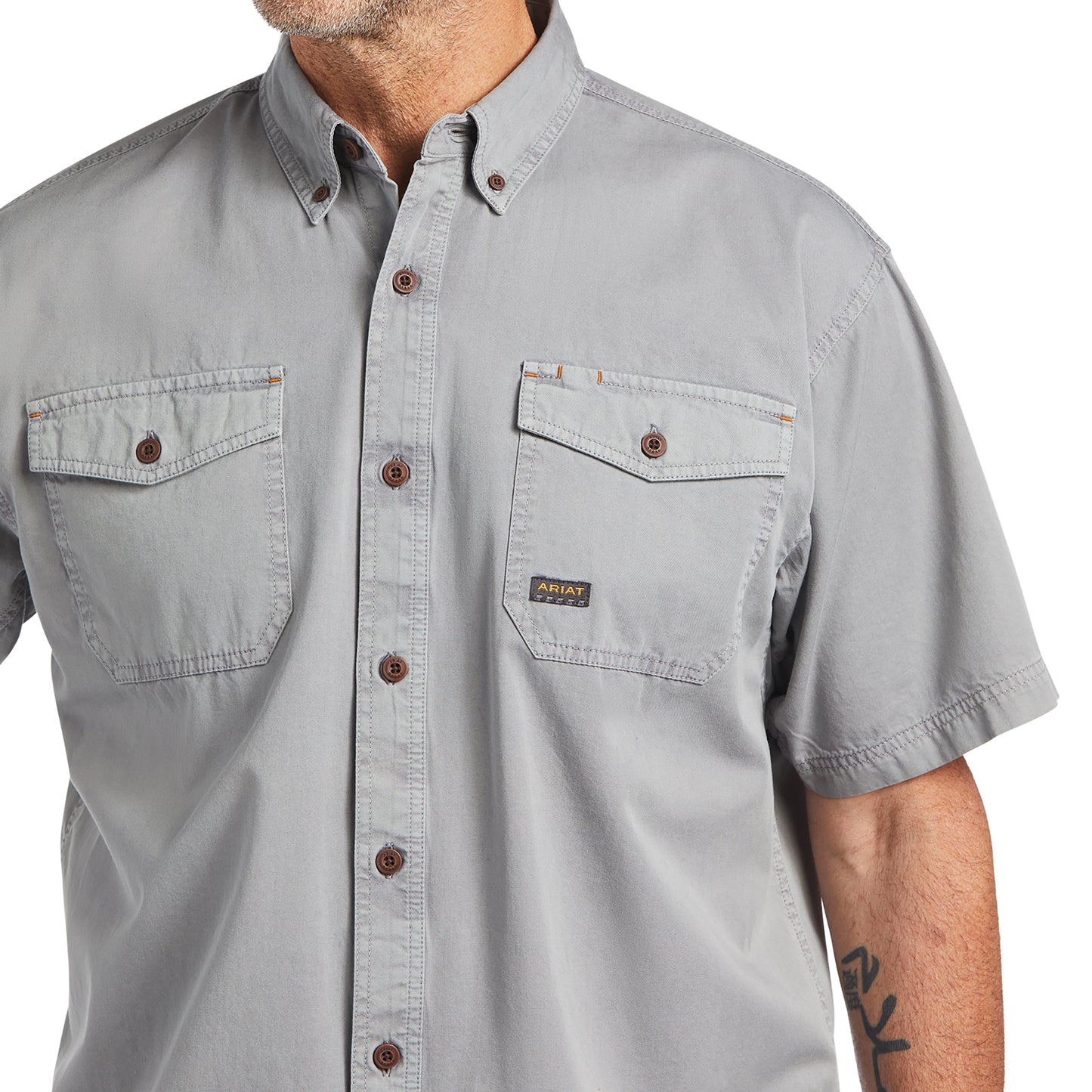 Ariat® Men's Rebar Washed Twill Silver Fox Work Shirt 10039482