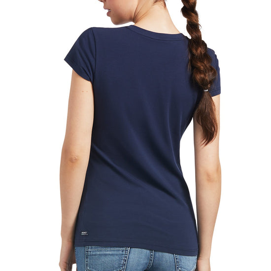 Ariat® Ladies Vertical Logo Navy Short Sleeve T-Shirt 10039227