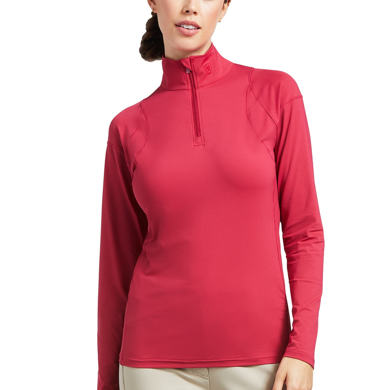 Ariat Ladies Auburn Zip Baselayer Red Bud Long Sleeve Shirt 10039495
