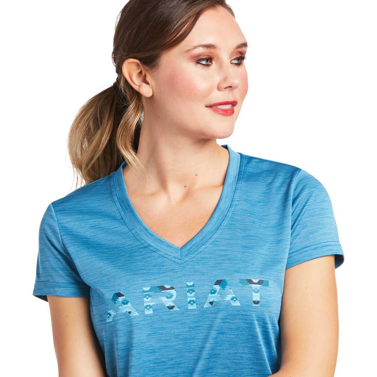 Ariat® Ladies Laguna Logo Short Sleeve Blue Baselayer Shirt 10039473