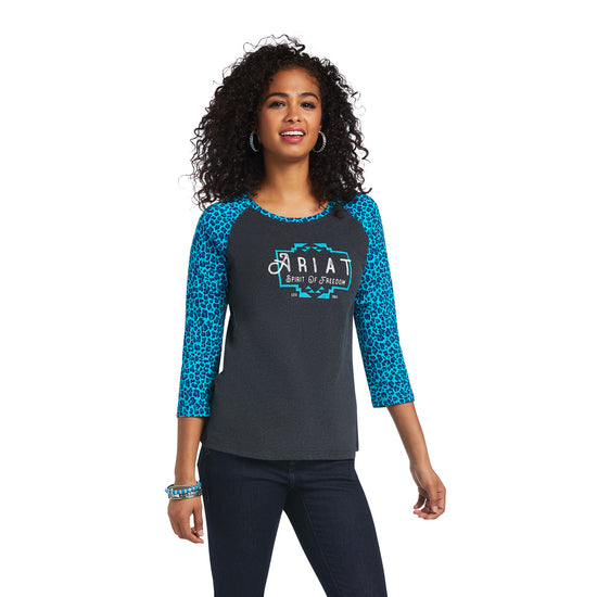 Ariat® Ladies REAL Freedom Heather Charcoal & Leopard T-Shirt 10039775
