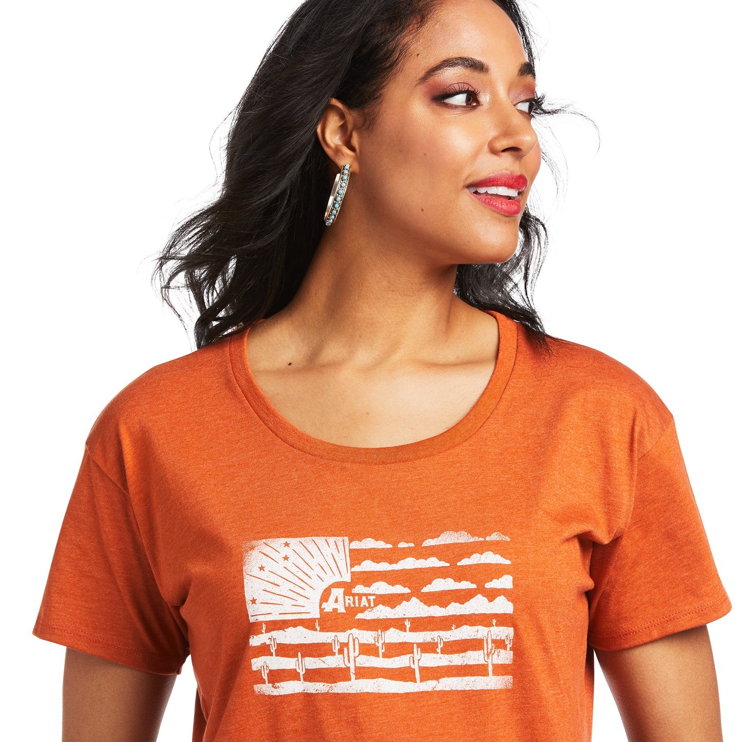 Ariat® Women's Desert Flag Adobe Orange Heather T-Shirt 10039972