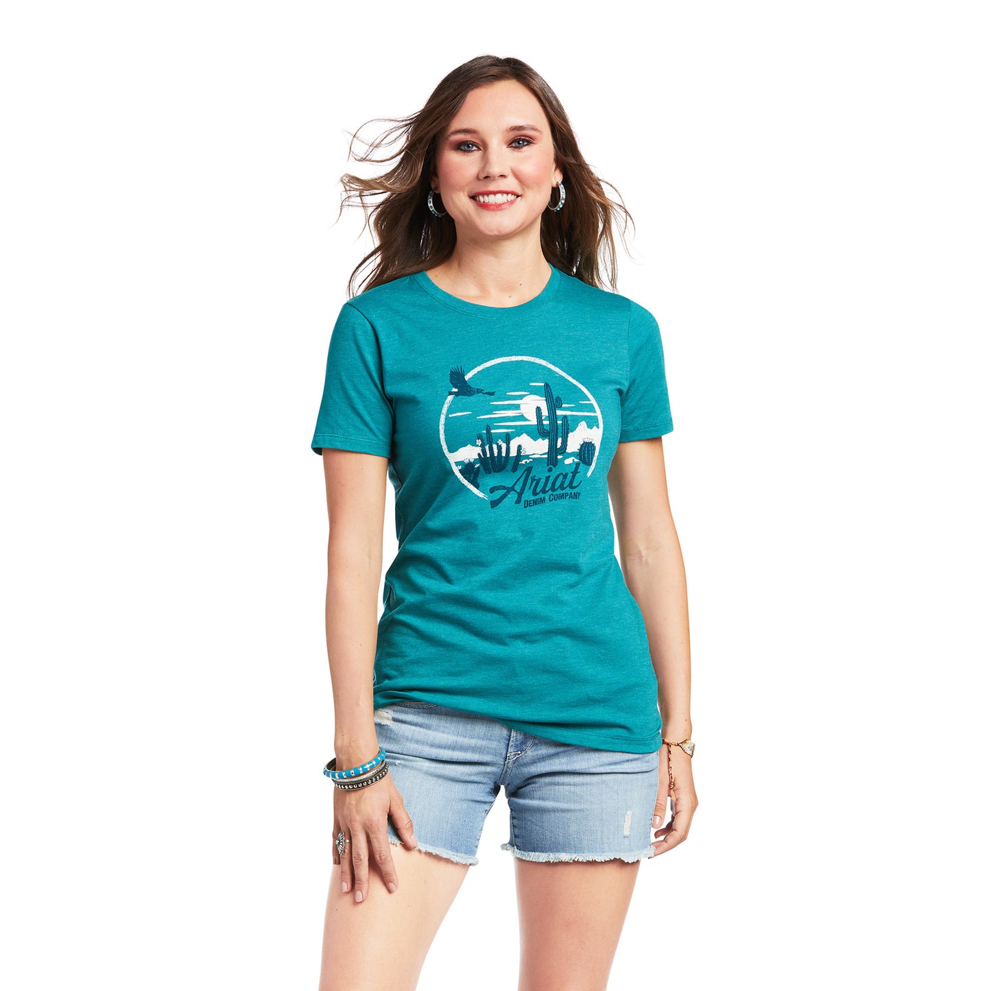 Ariat® Ladies Opuntia Short Sleeve Teal Green Heather T-Shirt 10039973