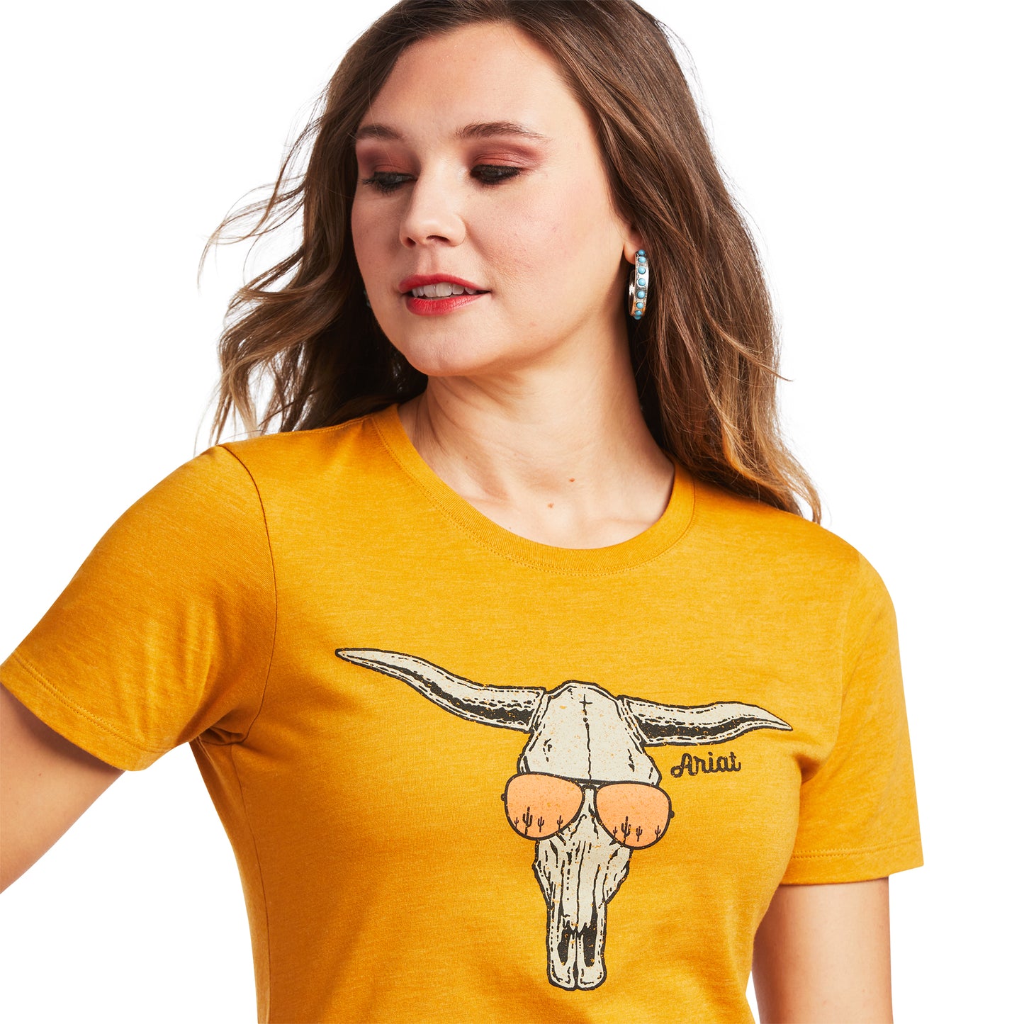Ariat® Ladies Sunglass Skull Buckhorn Heather T-Shirt 10039975