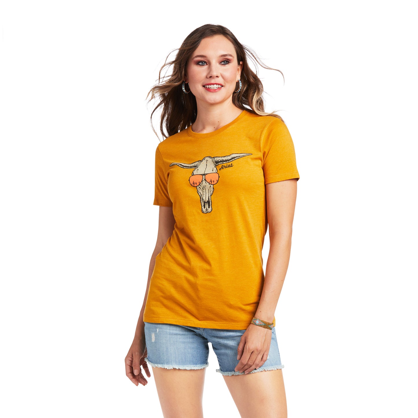 Ariat® Ladies Sunglass Skull Buckhorn Heather T-Shirt 10039975