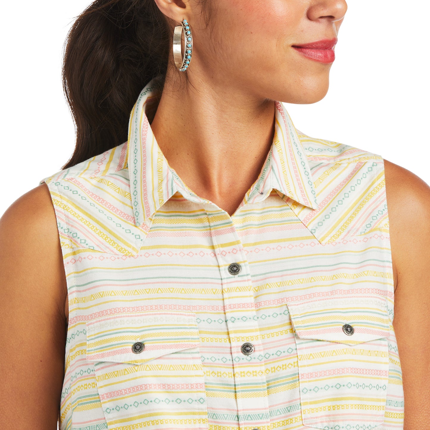 Ariat Ladies Jasmine Yarn Dye Jacquard Stripe Sleeveless Shirt 10040509