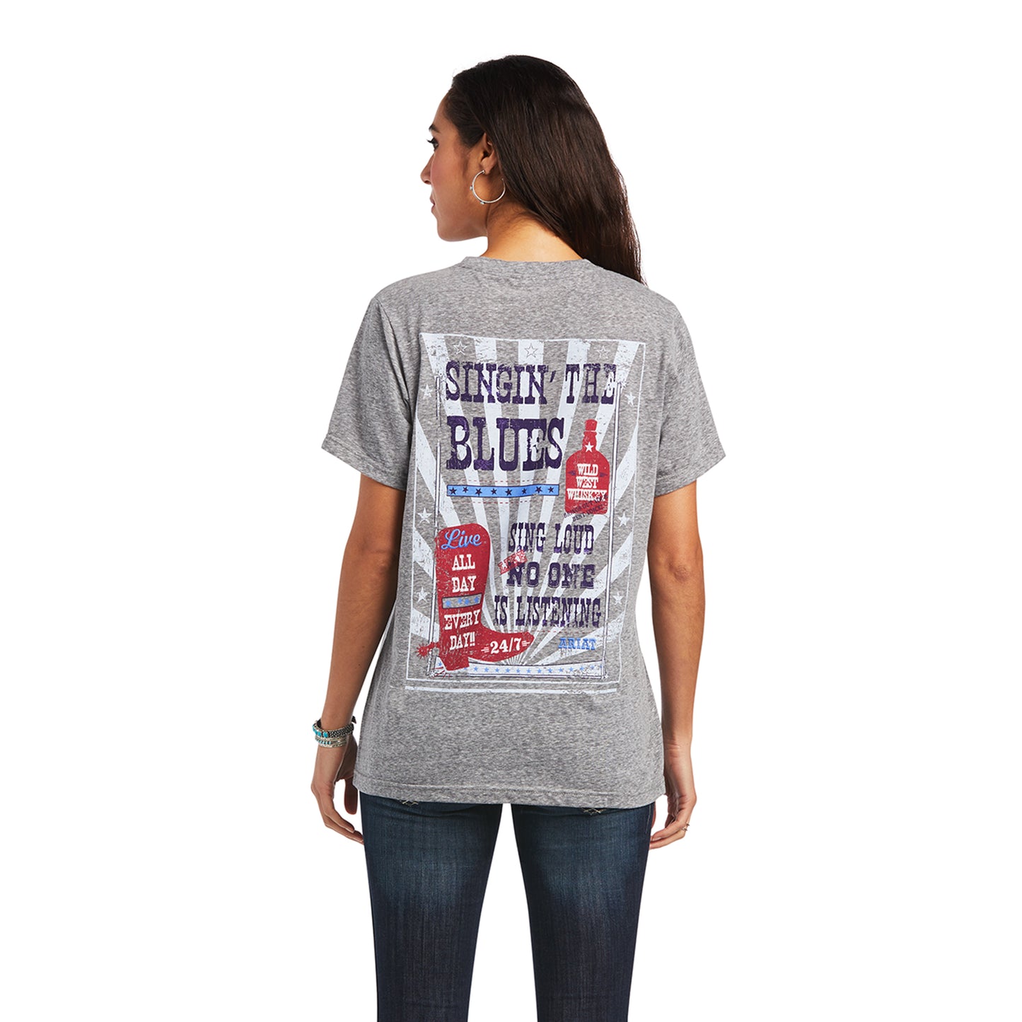 Ariat® Ladies Singing The Blues Charcoal Grey T-Shirt 10040511