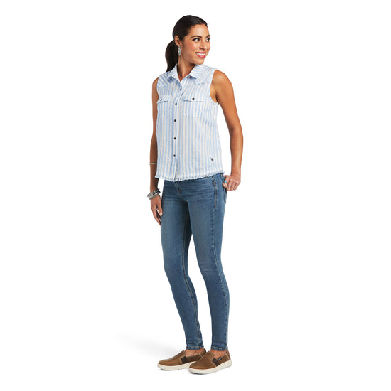 Ariat Women's Boom Boom Sleeveless Blue Stripe Shirt 10040519