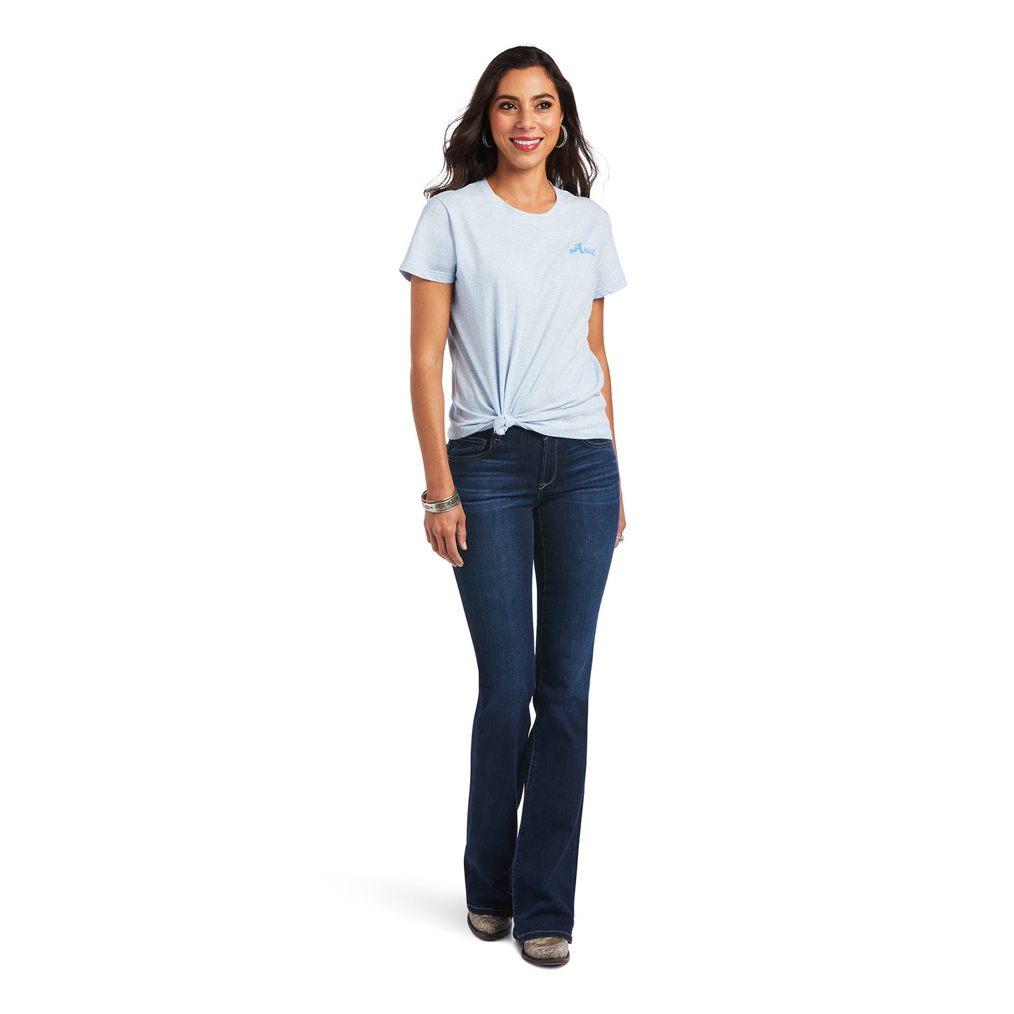 Ariat Ladies REAL Flag Waver Halogen Blue T-Shirt 10040578