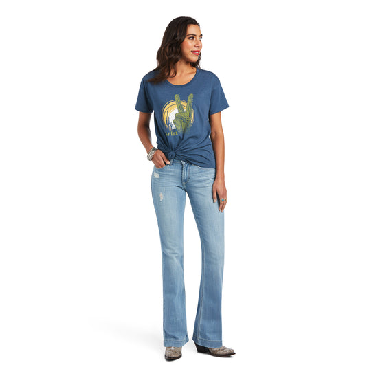 Ariat® Ladies Cactus Peace Sailor Blue Heather Logo T-shirt 10040957