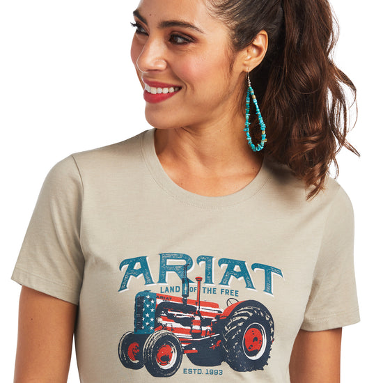 Ariat® Ladies Tractor USA Khaki Heather Graphic T-shirt 10040958