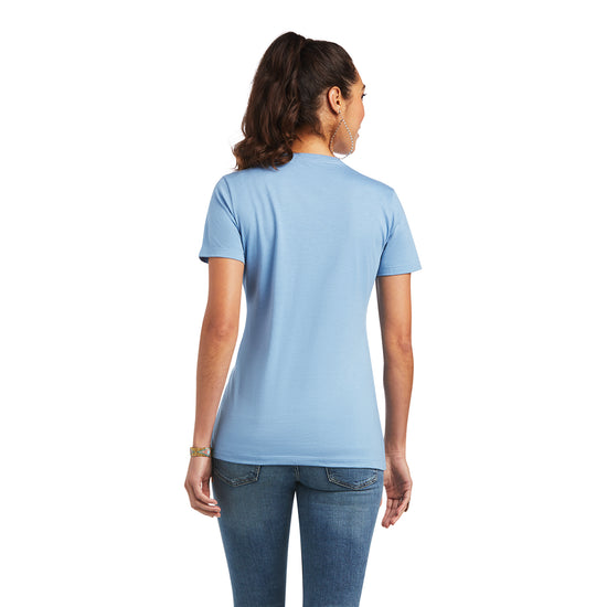 Ariat® Ladies Paisley Flag Light Blue Heather Graphic T-shirt 10040962