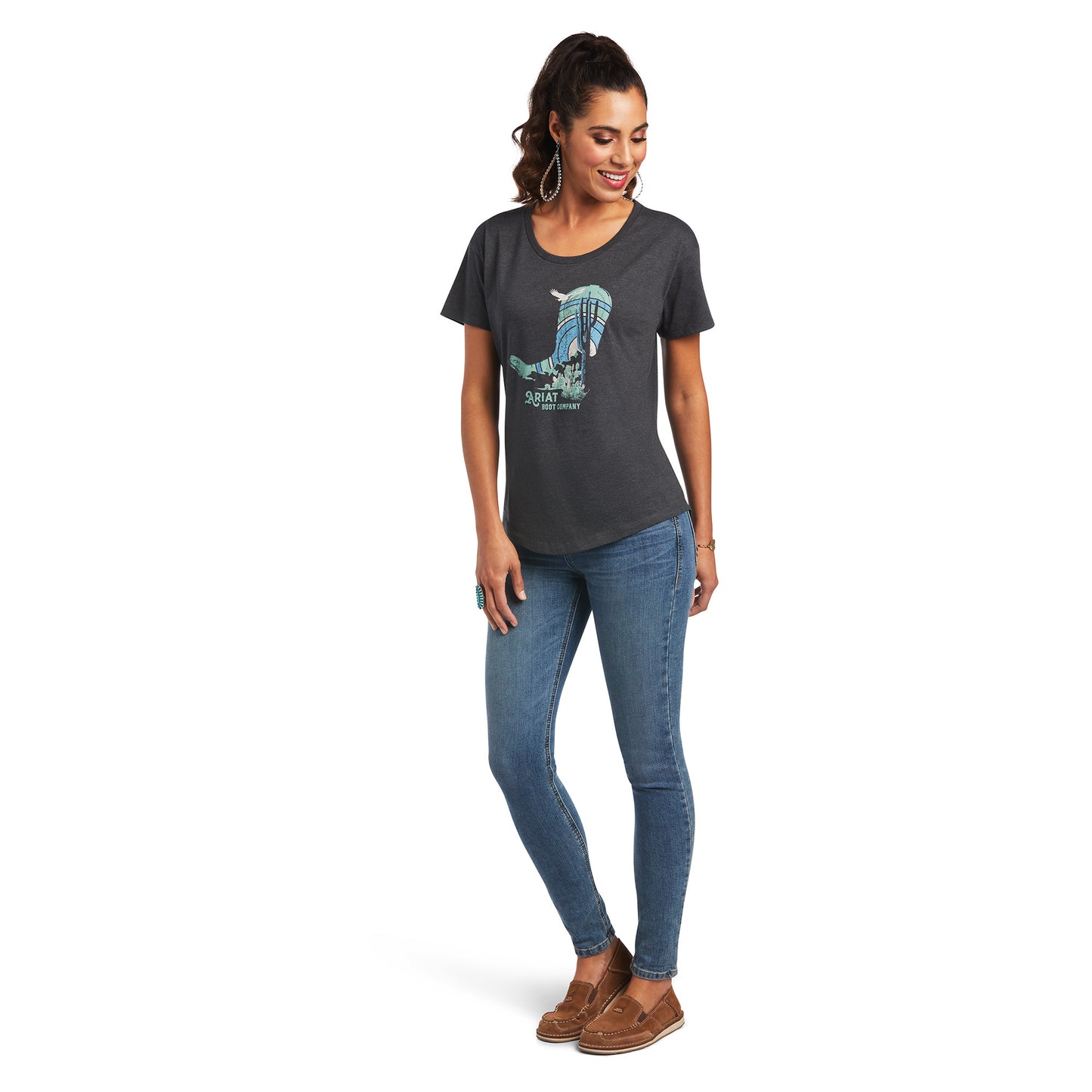 Ariat® Ladies Soaring Boot Charcoal Heather Graphic T-shirt 10040963