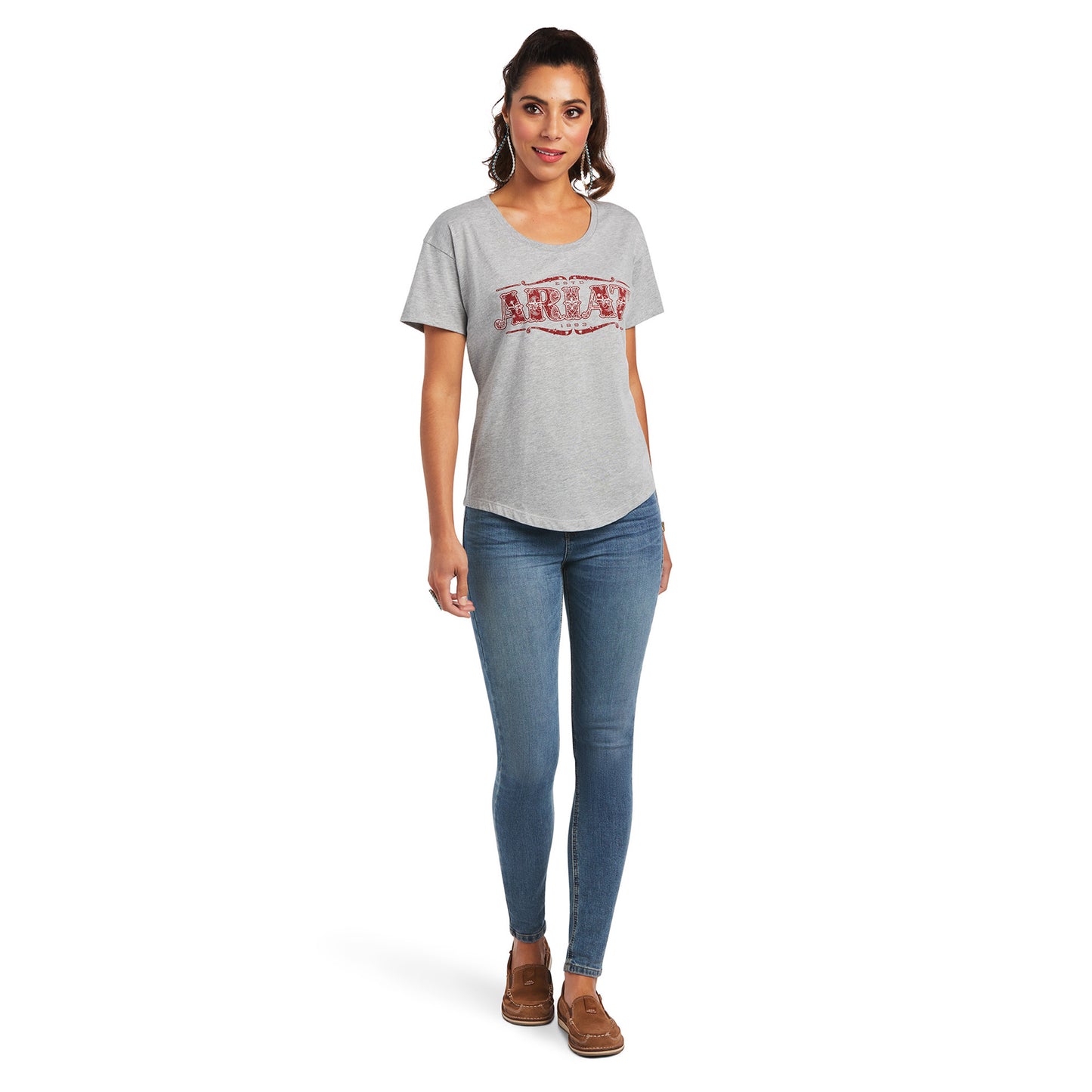 Ariat® Ladies Bandana Logo Heather Grey Graphic T-shirt 10040966