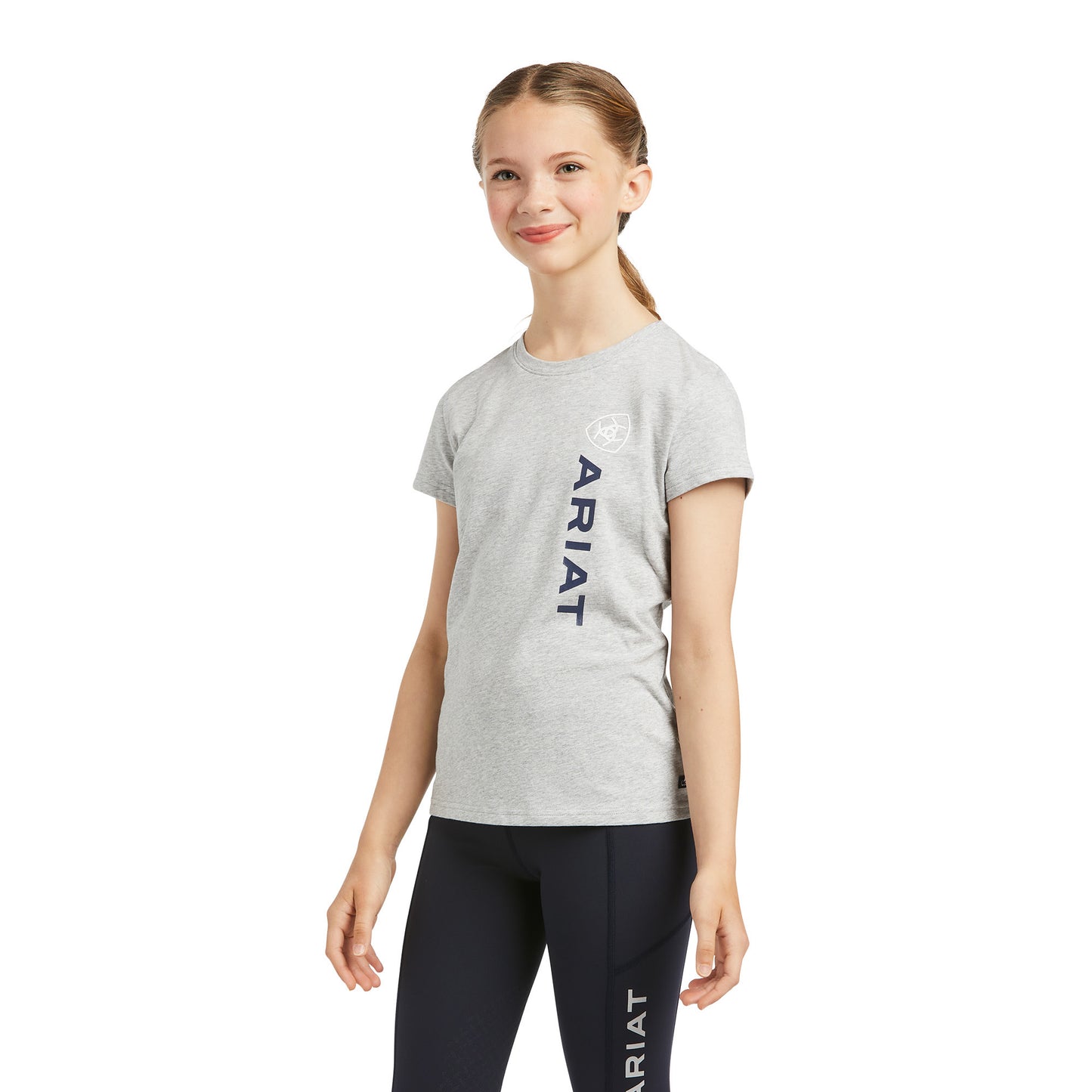 Ariat® Children's Vertical Logo Heather Grey Short Sleeve T-Shirt 10039225